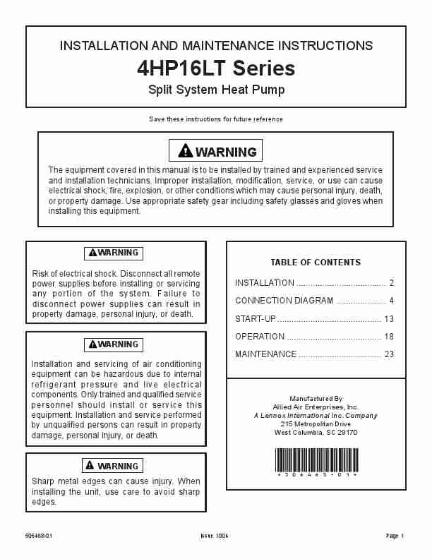 Allied Air Enterprises Heat Pump 4HP16LT-page_pdf